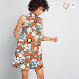 In With Excitement Mock Neck Dress in Medium